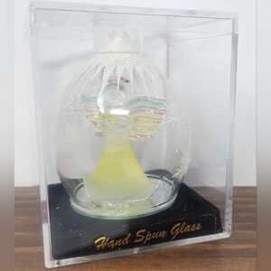 Vintage Unique Treasures Hand Blown Glass Globe Angel Ornament